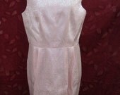 Vintage 1960s Dress Round Open Back Pink Sparkle Mod Sleeveless Homemade Plus Size