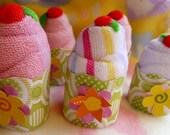 Baby Washcloth Cupcake Bundle of 10...Pretty Flowers...Baby Shower Favor, Little Princess Party, Spa or Tea Party Favors....One Free