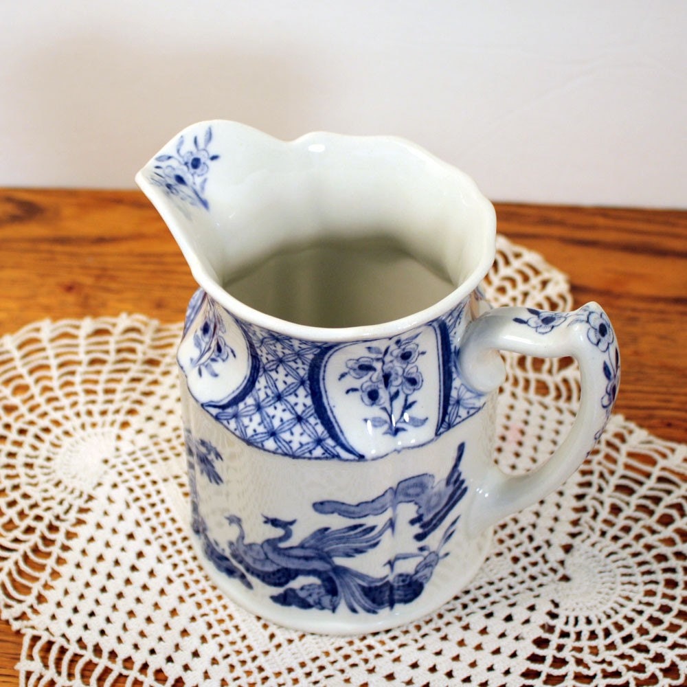 Antique Ironstone Transferware Pitcher English England circa 1930