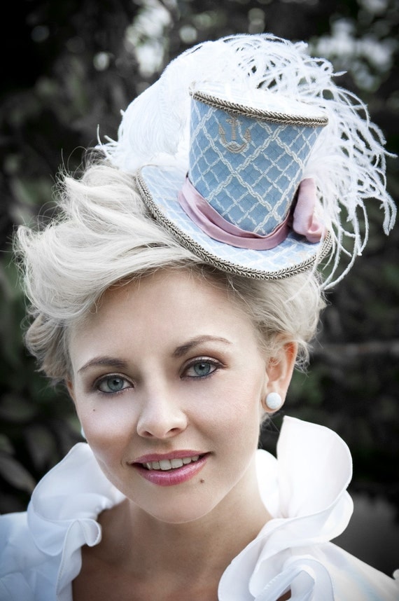 Nautical Mini Top Hats Anchors Blue Pink Headpiece Marie Antoinette