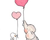 Flying Hearts 8x10 Archival Print Baby nursery print, childrens art print, kids room decor, kids wall art, child decor, baby art,