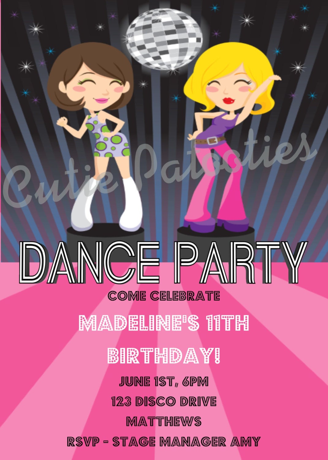 Disco Dance Party Birthday Invitation Disco Ball Birthday Invitations Printable or Printed Il_170x135