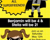 Superhero Birthday Invitation Boy Girl Printable Superhero Birthday Party Invitation