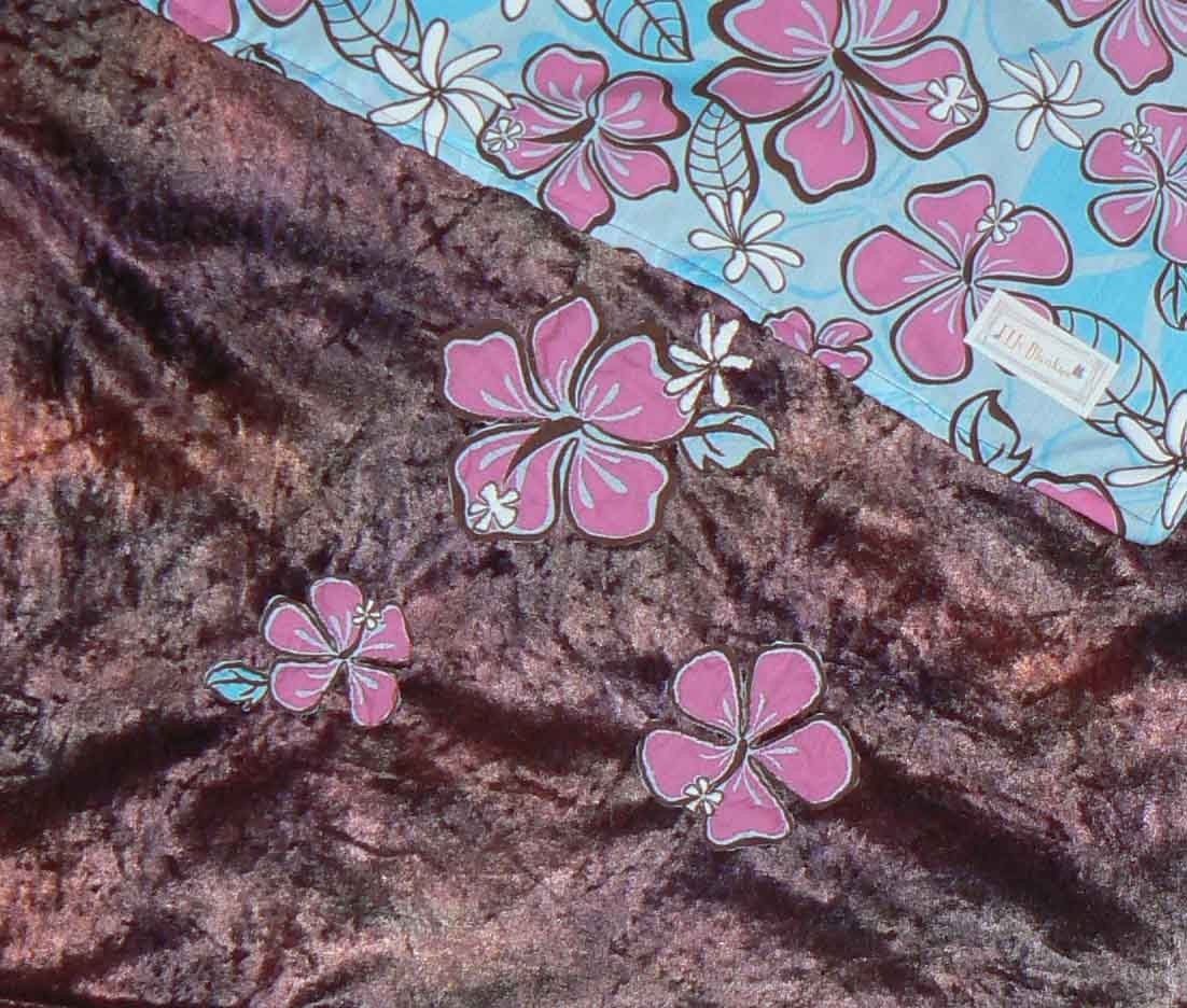 Hawaiian Hibiscus and Plumeria receiving blanket and 2 burp cloth set