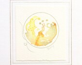 Gift Under 20, Watercolor Original, Miniature Art, Bird Art ,OOAK, Nature, Yellow, Neutral Color, Natural Colors,