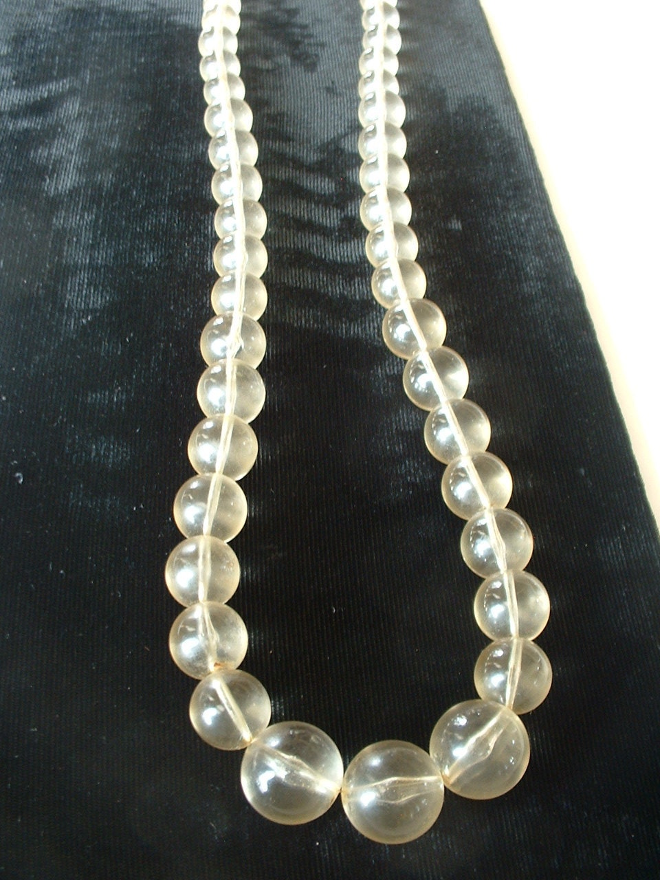 Vintage Clear LUCITE BUBBLE Ball Bead Long Necklace It by tea500