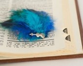 Bluesy Teal Violin Nerd Feather Fascinator