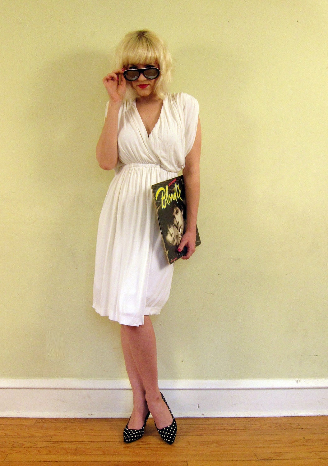 RESERVED FOR MADRAGUDA Vintage 1970s Halston White Wrap Dress in Draped Jersey Crepe