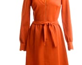 Vintage 70's dark orange dress size small/medium - LondonCouture