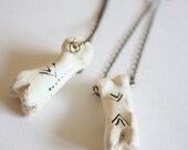Tribal ethnic Tiny tattooed bones pair of earrings Native Inuit inspired - in bone or resin
