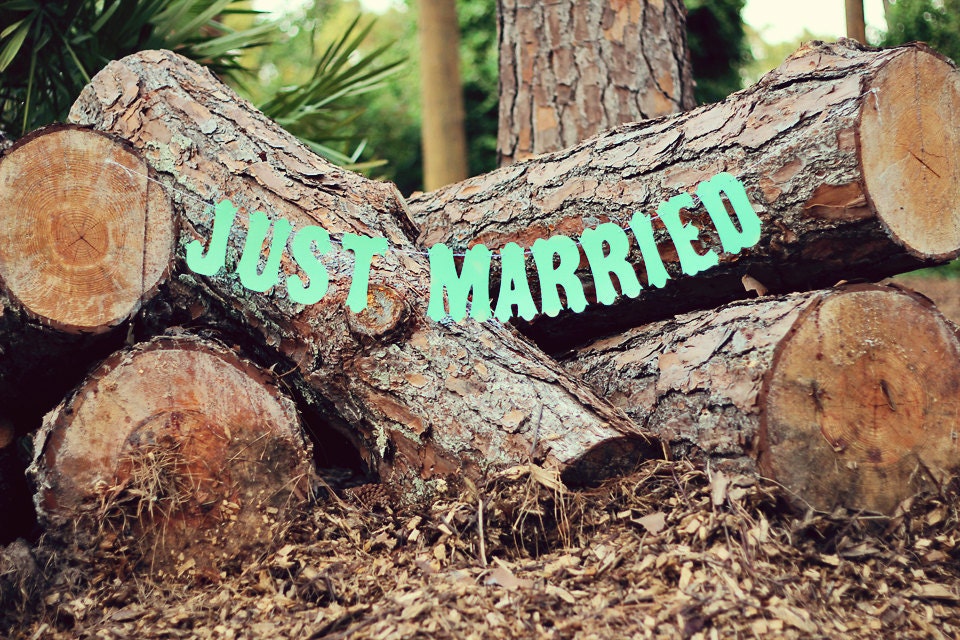 Just Married Wedding Banner/Photo Prop Large -Vintage Letters- Choice of Color