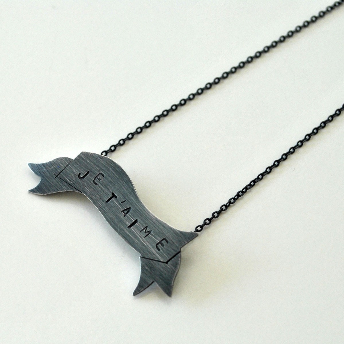 Je t'aime Banner necklace sterling silver - I love you