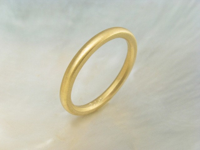 21k yellow gold domed wedding band / stacking ring, 2mm classic half round