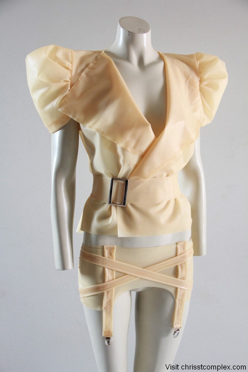 Latex Jacket Shrug Puffs Bolero Nude Fetish Gothic Lady Gaga Cosplay Costume Steampunk - Chrisst - Unique Fashion - SPECIAL ETSY PRICE