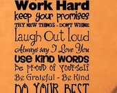 Vinyl lettering FAMILY RULES decal word wall sticky subway art DL