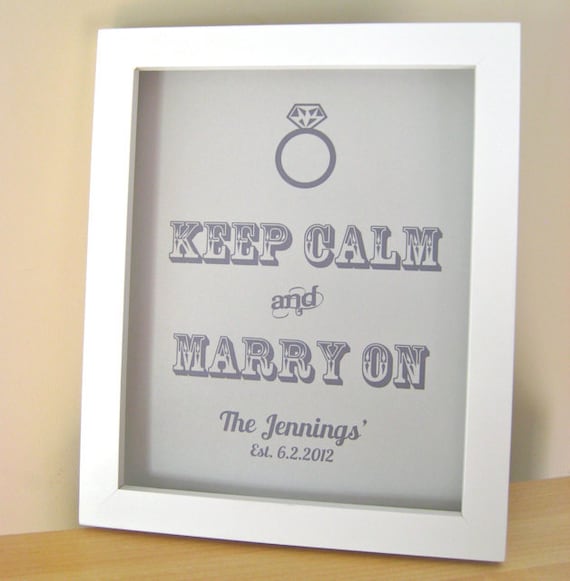 Gray Wedding Sign KEEP CALM and Marry On, Decoration 8x10