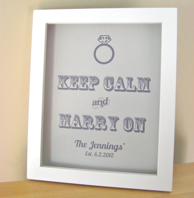 Gray Wedding Sign KEEP CALM and Marry On, Decoration 8x10