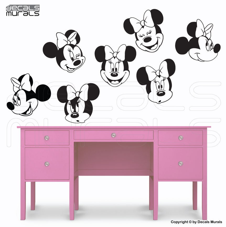 Wall decals MINNIE MOUSE 7 Various Faces Stickers interior decor by Decals Murals (12")