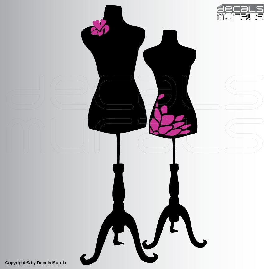 Wall decals FASHION DRESS FORM mannequins vinyl by decalsmurals