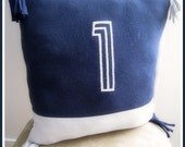 T Shirt Pillow / Navy Blue White / Square / Men / Women / Unisex / Eco Chic / Interior Design / Home Decorating / Cotton / by ohzie