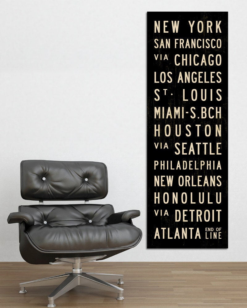 U.S. Bus Roll Poster. Subway Sign Art. Tram Scrolls. United States Canvas Bus Scroll. 20.5 x 60