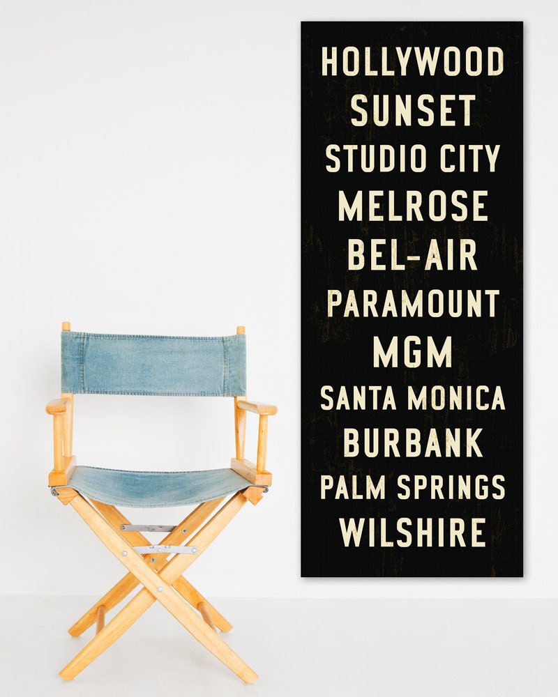 HOLLYWOOD Regency Bus Scroll Poster. Subway Art. Tram Scrolls. Bus Roll. Transit Sign. 24 x 60