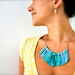 Turquoise Statement Necklace - upcycled Ombre Blue - Fabric Jewelry