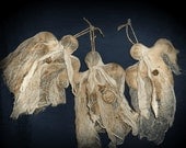 Primitive Hanging Halloween Ghost Ornies-Tucks Set Of 3