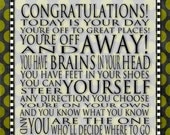 Congratulations Quote - Dr. Seuss Word Art Prints - Contemporary Cafe Mount -  Art block 6x6 - Graduation Gift