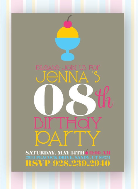 Modern Ice Cream Birthday Party PRINTABLE Custom DIY Invitation from Love The Day