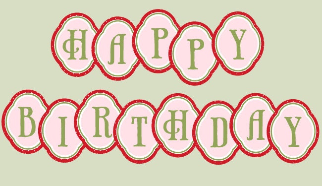 Strawberry Party PRINTABLE Happy Birthday Banner from Love The Day Il_570xn