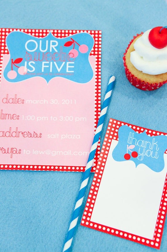 Cherry Party PRINTABLE Thank You Cards (INSTANT DOWNLOAD) by Love The Day Il_570xn