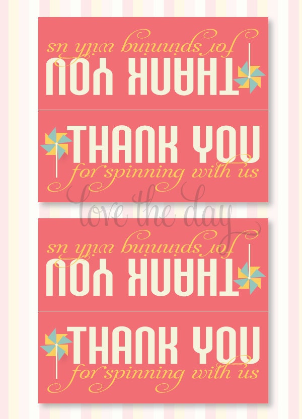 Pinwheel Party PRINTABLE Birthday Fold Over Tag from Love The Day Il_570xn