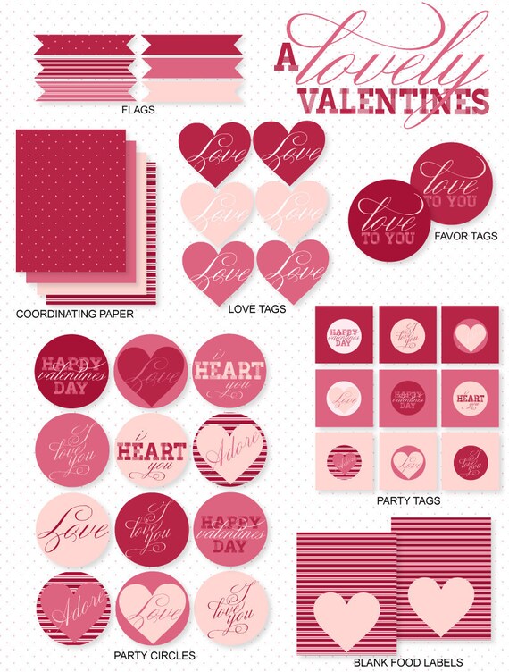 A Modern Lovely Valentine Party PRINTABLE by Love The Day Il_570xn