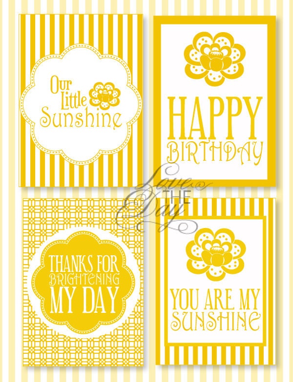 Yellow Sunshine Birthday PRINTABLE Party 5x7 Signs (INSTANT DOWNLOAD) by Love The Day Il_570xn
