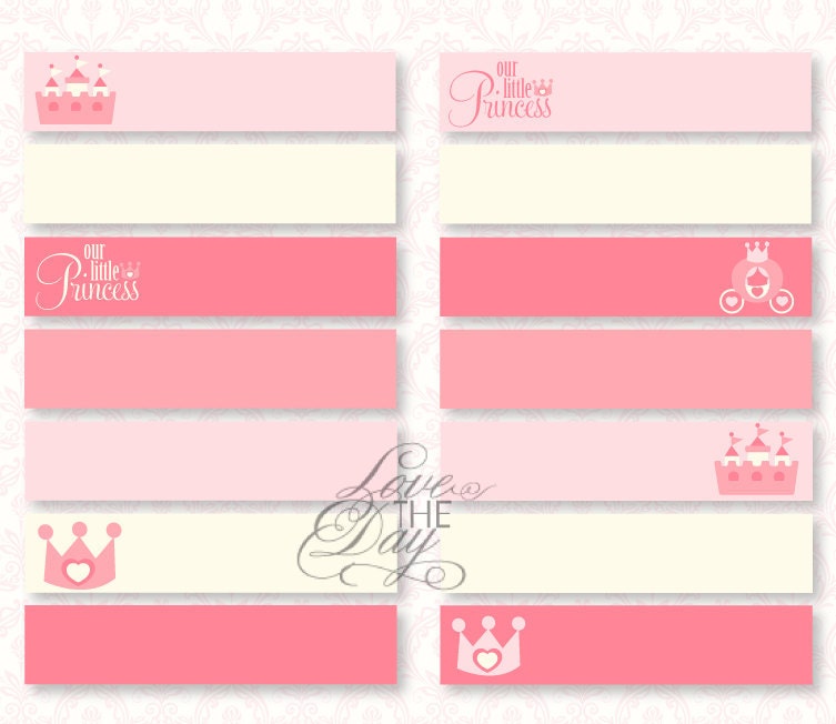 Pink Princess Party PRINTABLE Flags (INSTANT DOWNLOAD) from Love The Day Il_570xn
