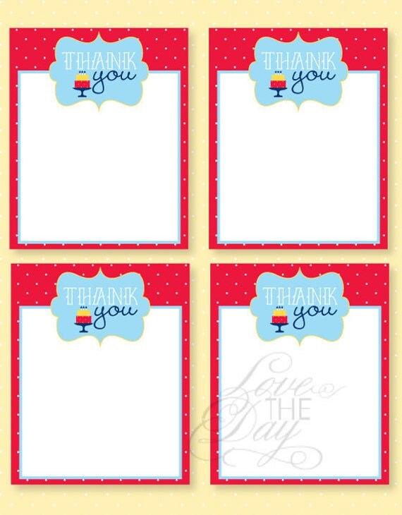 Birthday Party PRINTABLES Polka Dot Thank You Cards (INSTANT DOWNLOAD) by Love The Day Il_570xn