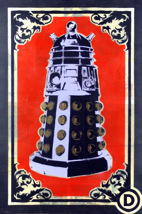 Stenciled Print of a Dalek