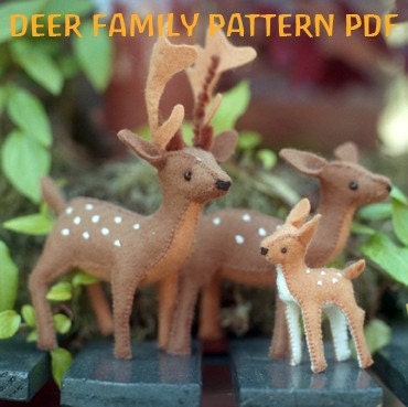 DEER Family Pattern PDF, Felt Sewing Pattern