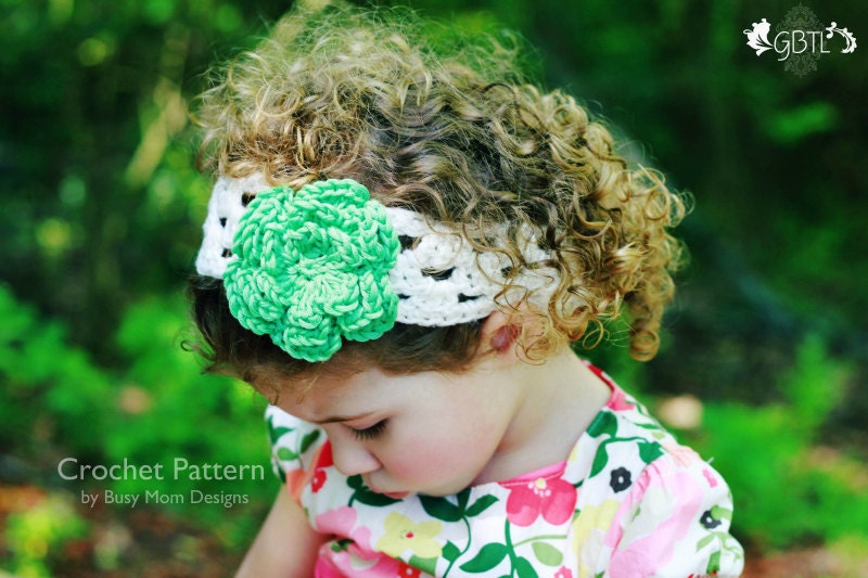 CROCHET HEADBAND PATTERN - "A Touch of Spring" - All sizes: Baby, child, teen, adults - Easy - pdf 303