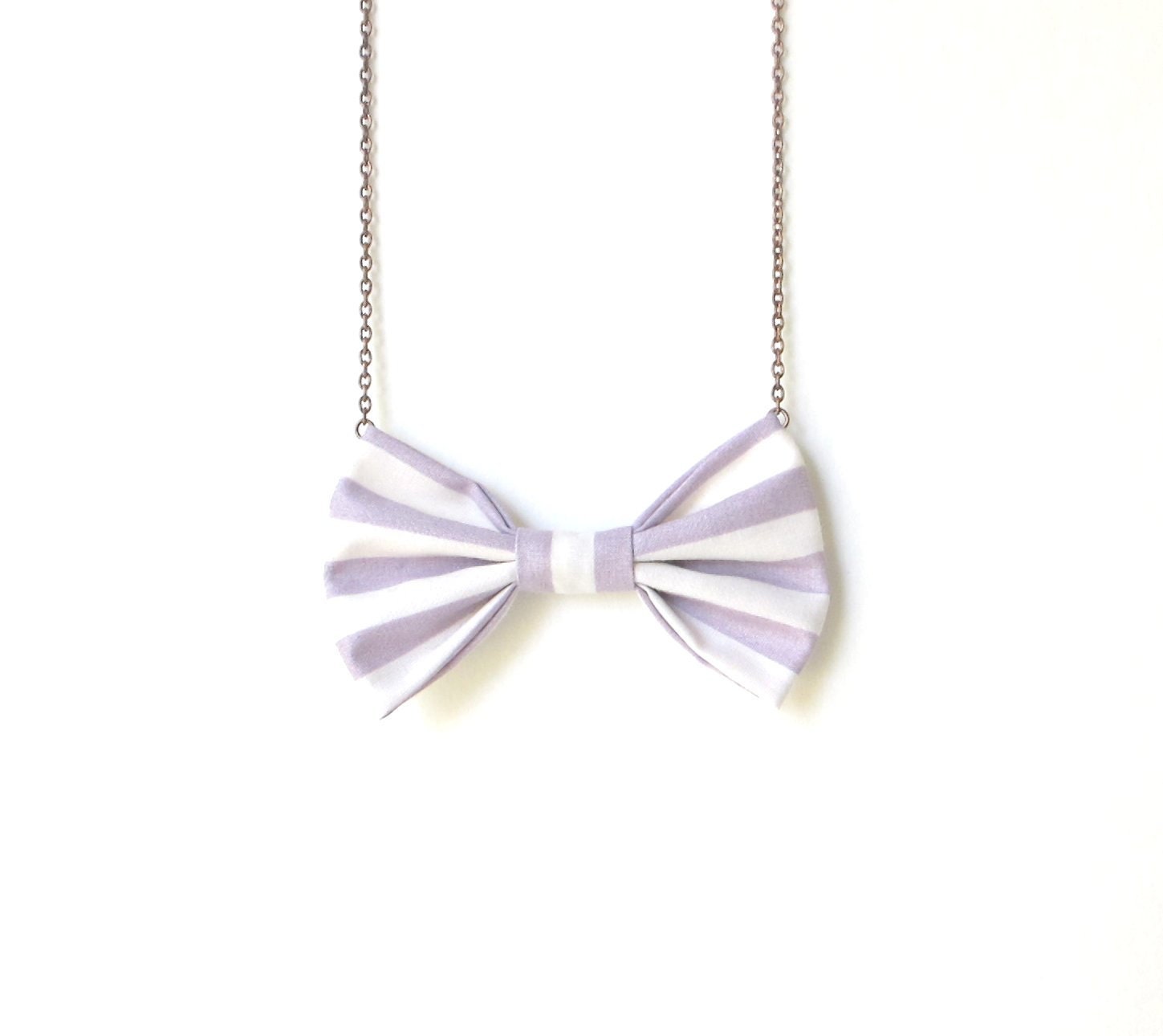 Soft Purple Stripes - Bow Tie Necklace