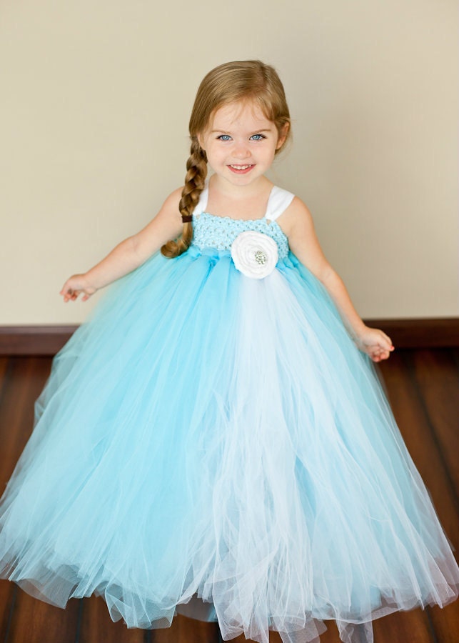 Tiffany Blue Flower Girl Tutu Dress