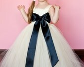 Madelyn Flower Girl Tutu Dress with Customizable Sash