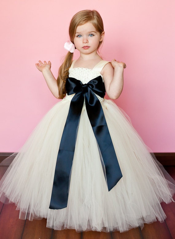 Madelyn Flower Girl Tutu Dress with Customizable Sash