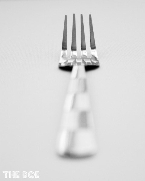 Checkered Silver Fork 8x10 Photography Print Utensils, Kitchen Wall Decor