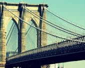 Vintage Brooklyn Bridge 8x12 Photography Print, NYC Photo, New York City Urban Decor, Manhattan
