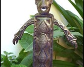 Metal Plant Stake - Garden Man Plant Stick 8 1/2" x 15 1/2"- Steel Drum Art from Haiti - PS-1799