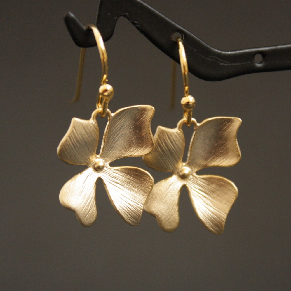 Gold Wild Orchid Earrings Dangle Earrings
