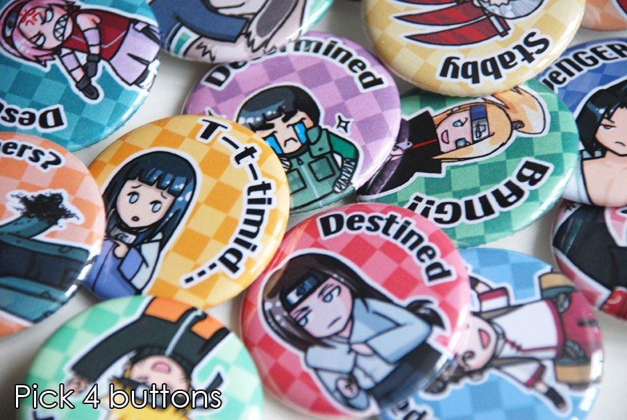 Naruto ninja anime characters PICK 4 BUTTONS