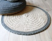 Rug floor crochet - ecru and gray - lacasadecoto